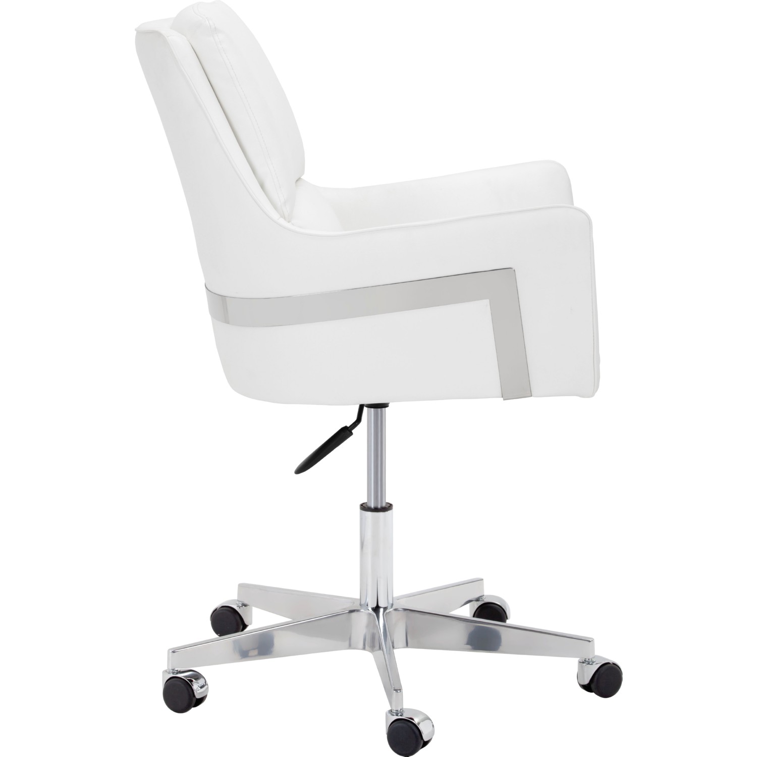Sunpan 101127 Torres Office Chair in White Leatherette w/ Chrome Detail